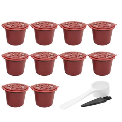 10 Pcs Reusable Refillable Coffee Capsule Filters for with Spoon Brush Kitchen Accessories Coffee Filter