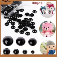 CUCU 100pcs ของขวัญคริสต์มาส ตุ๊กตาผ้า พลาสติก อุปกรณ์เสริมตุ๊กตา Bears เข็ม Felting การทำหุ่นสัตว์ ตาความปลอดภัยสีดำ