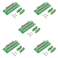 5X IDC40P 40Pin Connector Strip Breakout Board Terminal Block Plug PLC Interface with Bracket, for PLC, DIN Rail Mount