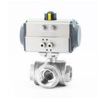 DN40 Three-Piece High Platform Pneumatic Three-Way Ball Valve With Stainless Steel Internal Thread T Type L Type Ball Valve