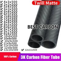 Free shiping 4 5 6 7 8 9 10 11 12mm with 500mm length High Quality Twill Matte 3K Carbon Fiber Fabric Wound Tube  CFK TUBE ROHRE Wires Leads Adapters