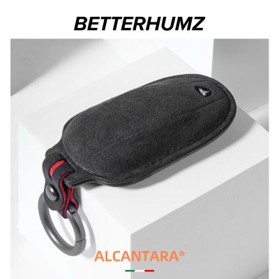 Beterhumz Alcantara เคสที่เก็บกุญแจห่อหุ้มรถสำหรับ Tesla Model 3รุ่น Y 2017-2021พวงกุญแจอุปกรณ์ตกแต่งรถยนต์