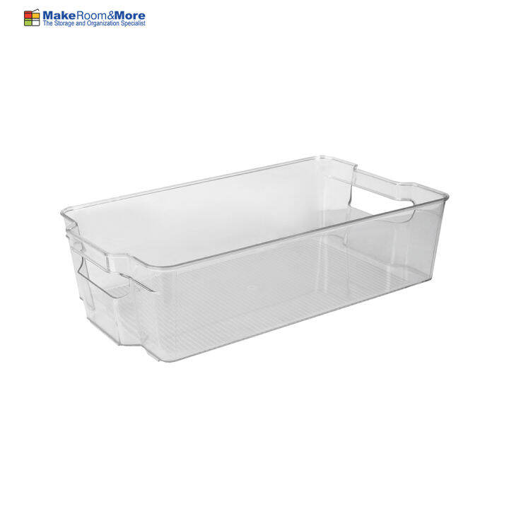 Makeroom Home Basics XLarge Plastic Fridge Bin with Handle, Clear