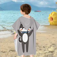 Child Hooded Bath Towel Cartoon Animals Printing Kids Beach Changing Robe Quick-dry Double-sided Fleece Microfiber Poncho Towel