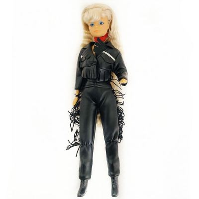 new 29cm dolls Original 12 position Long blond curly hair Black leather Cool girl Doll Action Figure doll Best Gift