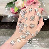 สร้อยคอพลอยดอกไม้ชุดต่างหูเพทายลายดอกไม้สีทอง18K