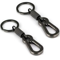 “：{+ 2X Sturdy Carabiner Key Chain Key Ring Polished Key Chain Spring Key Chain Business Waist Key Chain, Black