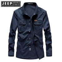 Jeep Spirit 1941แจ็คเก็ตเสื้อเชิ้ตลายสก๊อตของผู้ชาย Estd ชุดทำงานลำลองผ้าฝ้ายบริสุทธิ์แขนยาวหล่อ