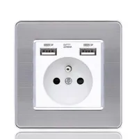 Corui Art Socket 16A เดียวซ็อกเก็ตฝรั่งเศสยุโรป Stard กระจกเทมเปอร์ AC 110V-250V USB แผงสวิทช์ไฟไฟติดผนัง