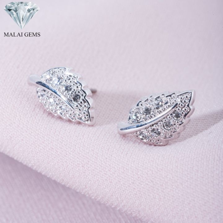 malai-gems-ต่างหูเพชร-เงินแท้-silver-925-เพชรสวิส-cz-เคลือบทองคำขาว-รุ่น-11006700-แถมกล่อง-ต่างหูcz-ต่างหูเงินแท้