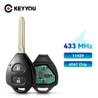 ♈☃☊ KEYYOU 2 Buttons Remote Key fob 433MHz with 4D67 Chip Inside for Toyota RAV4 Corolla Europe 2006 2007 2008 2009 2010 TOY43 blade