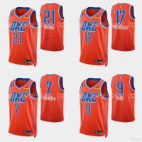 ยอดนิยม เสื้อกีฬาบาสเก็ตบอล ลาย HQ1 22-23 NBA Jersey Thunder Pokusevski Wiggins Saric Holmgren สีส้ม สําหรับผู้ชาย และผู้หญิง QH1