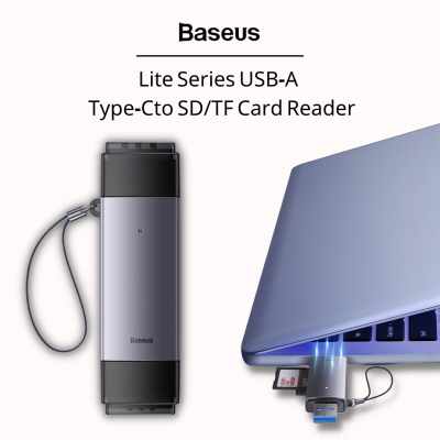 Baseus  Card Reader การ์ดหน่วยความจำ อะแดปเตอร์การ์ดรีดเดอร์ USB A &amp; Type C เป็น SD/TF OTG USB 3.0  เครื่องอ่านการ์ด