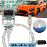 สายเคเบิลมินิ VCI สำหรับวินิจฉัยรถ OBD2 J2534 V1.4.1เฟิร์มแวร์ OBD2สายสแกนอินเตอร์เฟซ USB OBD2 16ขา VCI