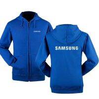 เสื้อฮู้ดสำหรับผู้ชายผ้าฟลีซมีซิปพิมพ์ลายชุดวอร์มมีซิปโลโก้ Samsung ฤดูใบไม้ร่วงฤดูหนาว2022