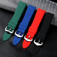 ▶★◀ Suitable for wear-resistant curved rubber strap 18 20 22 24MM black blue green no gap waterproof and dustproof silicone bracelet