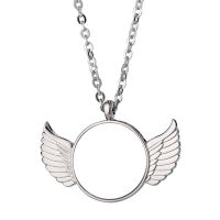 20pcsLot Sublimation Blank Angel Wing Necklace Custom Photo Blank Printable Circular Pendant Made For Womens Jewelry