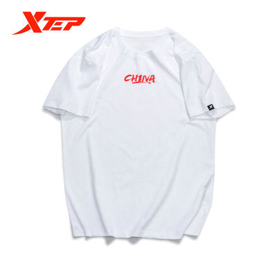 Xtep แขนสั้น Tshirt สำหรับ Unise ชุดหน้าร้อนแขนสามส่วนหลวมกีฬาเสื้อลำลองเสื้อยืดสีขาว879227010238