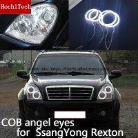 สำหรับ Ssangyong Rexton 2006 2007 2008 2009 2010 2011 Cob Led สีขาวฮาโลซังนำแสงวงแหวนดวงตานางฟ้าข้อผิดพลาดฟรีอัลตร้าสดใส