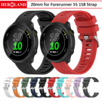 20mm ซิลิโคนเนื้อสายสำหรับ สำหรับ Garmin Forerunner 55 158 สายนาฬิกาข้อมือแบบนุ่มสบาย สายสำรองสายสำหรับ สำหรับ Garmin Forerunner 245 645 Music