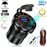 【LZ】☒☄☃  Carro carregador rápido adaptador 12V 4.8A tomada de energia voltímetro LED carregamento rápido soquete acessórios do carro Qc3.0 PD