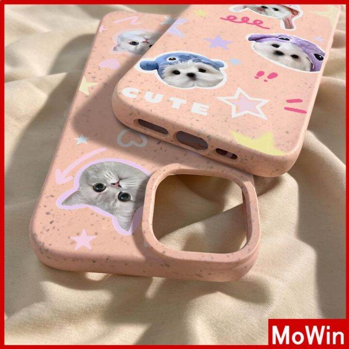 mowin-เข้ากันได้สำหรับ-เคสไอโฟน-เคสไอโฟน11-เคส-เป็นมิตรกับสิ่งแวดล้อมเคสย่อยสลายได้นุ่มกันกระแทกป้องกันสีชมพูแมวน่ารักสุนัขเข้า