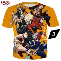 เสื้อยืดแขนสั้นพิมพ์ลาย My Hero Academia 3 D แฟชั่นสำหรับผู้ชาย