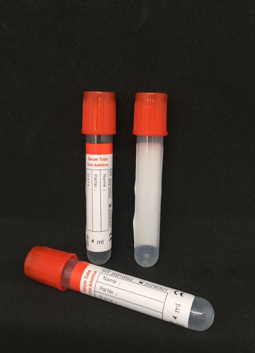 หลอดเก็บเลือด-clot-activator-non-vac-tube-จุกสีแดง-หลอดบรรจุสิ่งส่งตรวจ-ขนาด-4-ml-size-13-75-mm-100-ชิ้น-แพ็ค