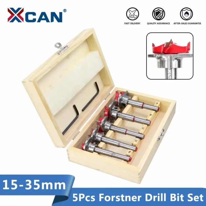 xcan-forstner-drill-bit-1-set-adjustable-wood-hole-cutter-15-20-25-30-35mm-carpenter-carbide-tipped-boring-core-hole-drill