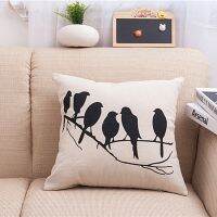 【hot】☫ Many black birds Cotton 45X45CM Cushion Cover Waist Room Sofa Decoration