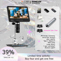 TOMLOV กล้องจุลทรรศน์ดิจิตอลเลนส์สามแบบ DM601,จอแอลซีดีกล้องจุลทรรศน์ HDMI พร้อมหน้าจอ,7นิ้ว IPS กล้องจุลทรรศน์เหรียญบัดกรีพร้อมไฟ,ที่ยึดสไลด์กล้องจุลทรรศน์รวม10 "ยืน64GB,Windows/mac เข้ากันได้