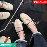 YUNGUANG Giày Mary Jane Ballerina đế phẳng đế mềm bằng da mềm cho nữ