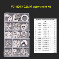 M3-M20 304 เครื่องซักผ้าสแตนเลสธรรมดาปะเก็น Assortment Kit สำหรับสกรู Bolt แบนโลหะแบนเครื่องซักผ้าซ่อมซีลชุดแหวน-Zkeir