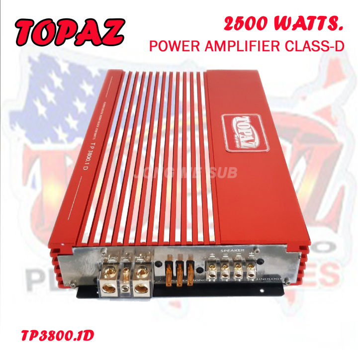 เพาเวอร์แอมป์ติดรถยนต์-topaz-รุ่นtp3800-1d-class-d-กำลังขับ-2500w-ใช้ขับดอกลำโพงซับ-10นิ้ว-12นิ้ว-สำหรับเพิ่มพลังเสียงเบสให้ดุดันยิ่งขึ้น