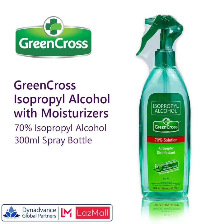 GreenCross 70 Isopropyl Alcohol with Moisturizers [300ML SPRAY] Green