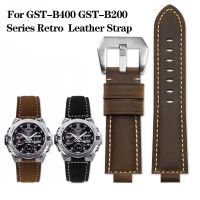 For G-SHOCK Casio GST-B400 GST-B200 Series 24x16mm Vintage Frosted Leather Watch Strap Crazy Horse Skin Retro Watchband Bracelet