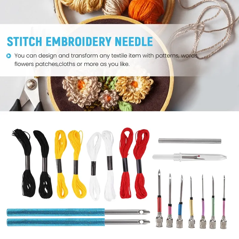 Punch Needle Tool Kit Embroidery Stitching Punch Needle & Needle Threader  Embroidery Poking Cross Stitch Tools Knitting