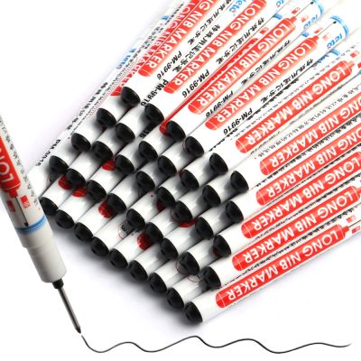 3 Pcs/Set Long Head Marker Pens Bathroom Woodworking Decoration Multi-purpose Deep Hole Marker Pen Set Red/Black/Blue Ink 9916
