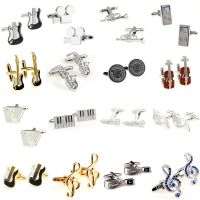 Fashion Stone Gold Music Note Guitar Trumpet Sax Piano Microphone Cufflink Cuff Link 1 Pair Big Promotion