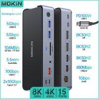 Lamberts MOKiN 15-in-1 USB C Docking 3.0 3.1 SD/TF RJ45 Audio for Mac Laptop 8K 30HZ Channels 60HZ