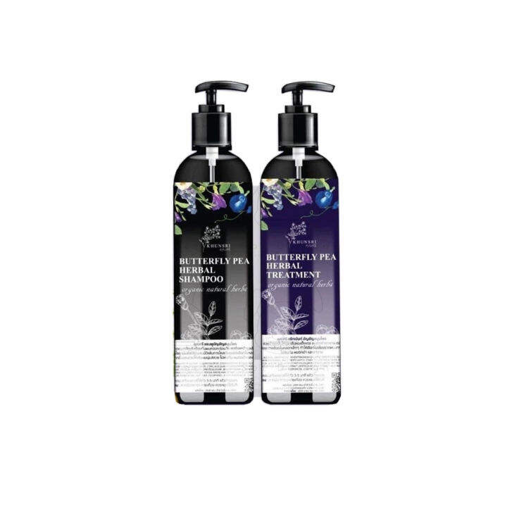 แชมพูอัญชันคุณศรี-khunsri-butterfly-pea-herbal-shampoo-organic-300ml-butterfly-pea-herbal-treatment-organic-300-ml-ตัว