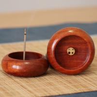 4 หลุม Rosewood ธูป Burner Stick ผู้ถือชาม Censer ตกแต่งบ้าน-Chuieri