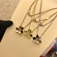 Brand Pure 925 Sterling Silver Jewelry For Women 3 Leaf Flower Neckalce Flower Pendant 60cm Clover Sakura Wedding Party Necklace