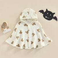 Dudubaby Infant Girl Hooded Jacket With Cartoon Bear Pattern Loose Version เสื้อผ้าฤดูใบไม้ผลิสไตล์ลำลอง