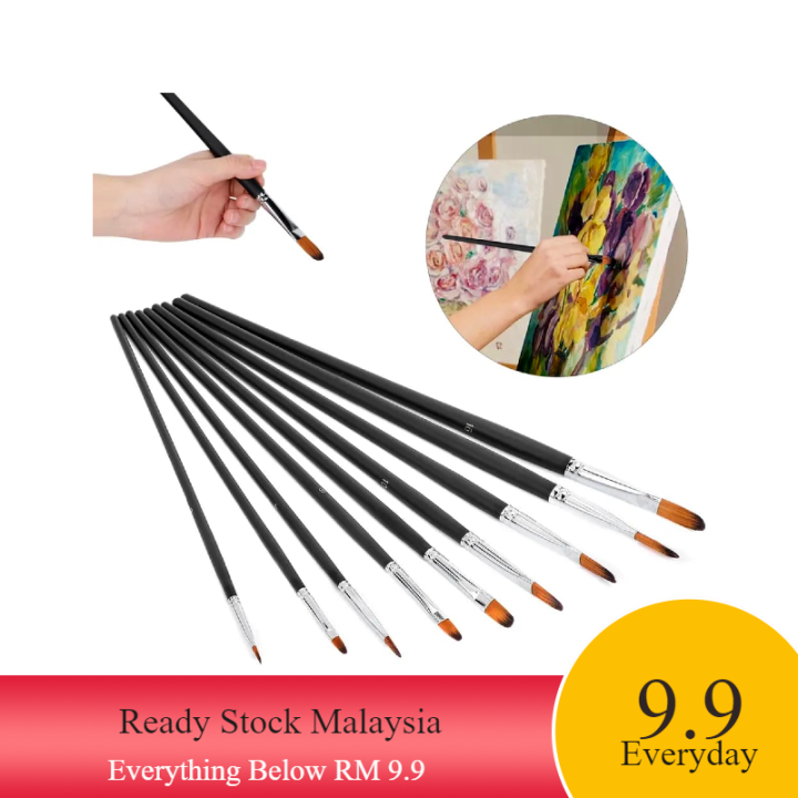 Art Brush Pen Nylon Craft Brush Set Long Handle Brush Acrylic Round