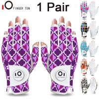 1 Pair Half Finger Golf Gloves Women Both Hands with Ball Marker Nail Colors Fit Size XS S M L XL Drop Shipping