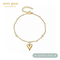 Miniglam Follow Your Heart Pendant Chain Bracelet สร้อยข้อมือจี้รูปหัวใจเมทัลลิค สีทอง