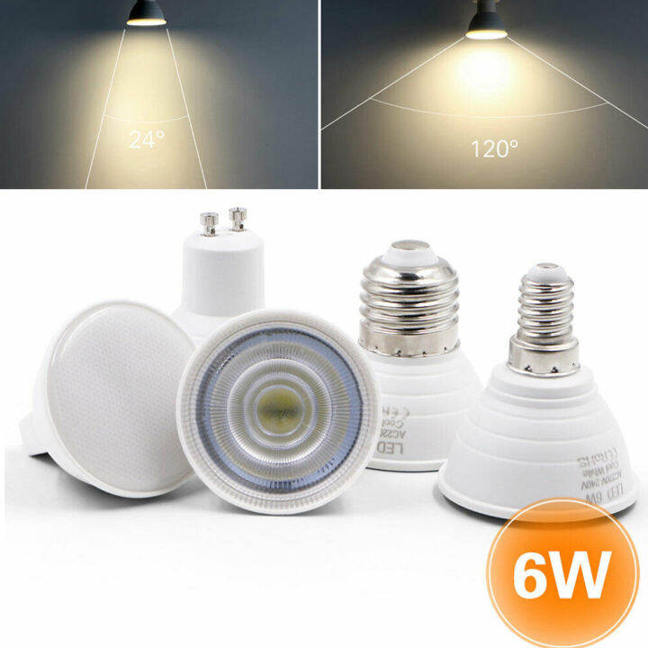 LED Bulb E27 E14 MR16 GU10 220V 240V 6W Lamp Spotlight Condenser