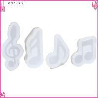 XUESHE 4pcs สีขาวขาว แม่พิมพ์ซิลิโคนรูปโน้ตดนตรี ซิลิโคนทำจากซิลิโคน แม่พิมพ์ซิลิโคนแบบ แม่พิมพ์จี้ซิลิโคน Music Note แม่พิมพ์ซิลิโคน freshie เครื่องประดับจี้ห้อย