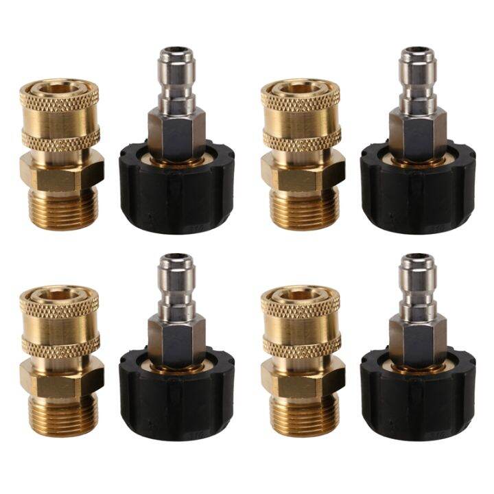 4X Pressure Washer Adapter Set M22 to 1/4 Inch Quick Connect Kit, M22